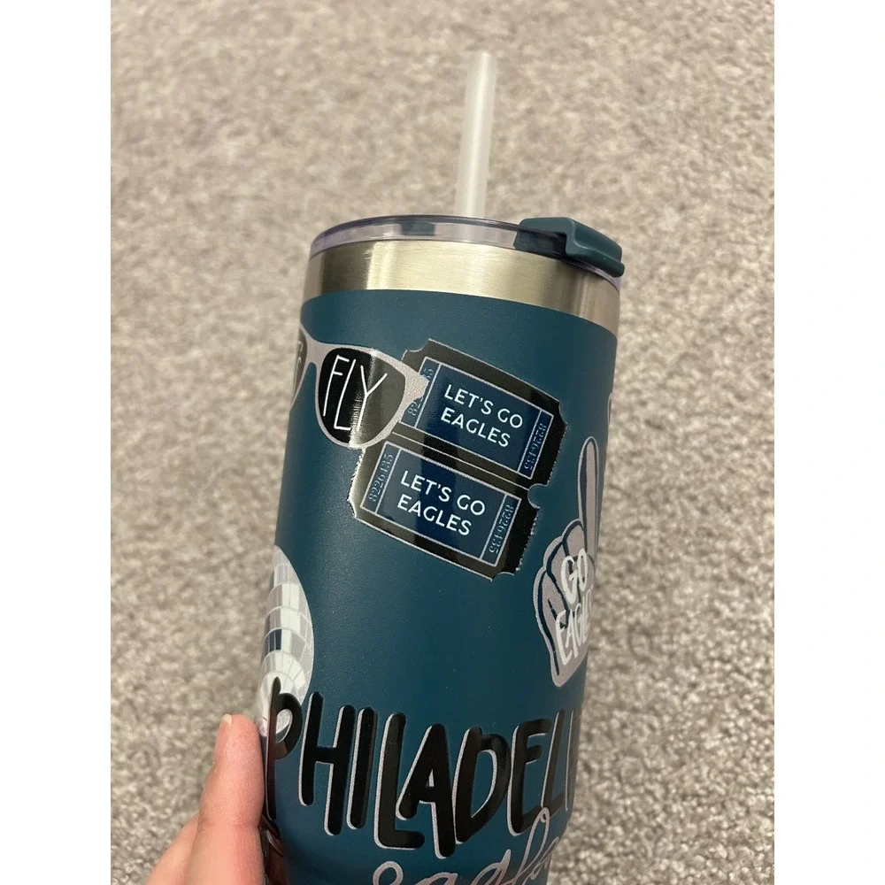 The Memory Company Philadelphia Eagles Tumbler Unisex 34oz Teal New Cheer Design
